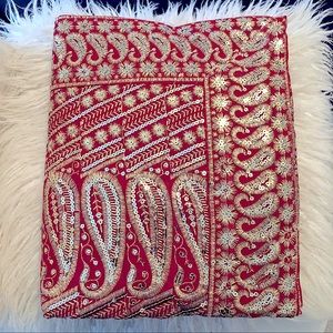 Red saree with gold embroidery